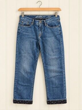 Eddie Bauer Women’s Size 8 Boyfriend Jeans Flannel Lined Relaxed Fit Blue